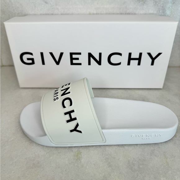 Givenchy Paris Logo Men’s Men White Flat Rubber Pool Slides Sandals 43 US 10 - Picture 11 of 14